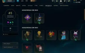 Conta do lol 2016, nv 589 skins