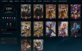 Conta do lol 2016, nv 589 skins