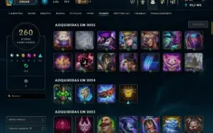 Conta do lol 2016, nv 589 skins