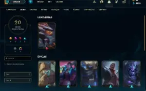 Conta diamante 2 com 60 Champs e 20 Skins + 3 Fragmentos