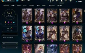 Conta League of Legends - 571 skins - Esmeralda 3 - lvl 603