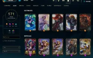 Conta League of Legends - 571 skins - Esmeralda 3 - lvl 603