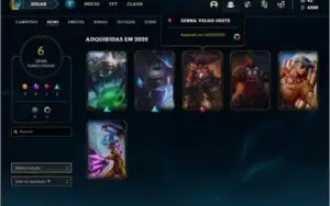 Conta unranked com 23 champs e 6 skins ( MAIN SUP / JG )
