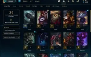 Conta unranked com 23 champs e 6 skins ( MAIN SUP / JG )