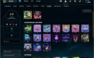 Conta unranked com 23 champs e 6 skins ( MAIN SUP / JG )
