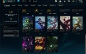 Conta unranked com 23 champs e 6 skins ( MAIN SUP / JG )