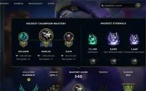 League of Legends conta 1,985,001 Rengar Maestria