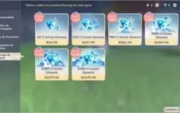 Conta genshim impact ar55- Zong, Xiao, Venti, Diluc +50 tiro