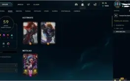 Conta league of legends Platina 4  ( 59 skins )