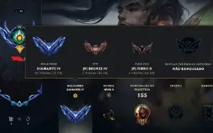 Ultimo elo:diamante 4, nível 85, 34 skins e 9 cromas!!