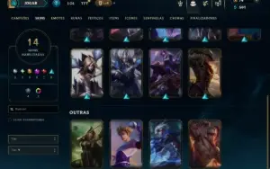 Platina 3 com 55 Champs e 14 Skins
