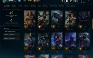 Platina 3 com 55 Champs e 14 Skins