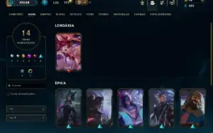 Platina 3 com 55 Champs e 14 Skins