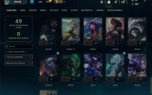 Platina 3 com 55 Champs e 14 Skins