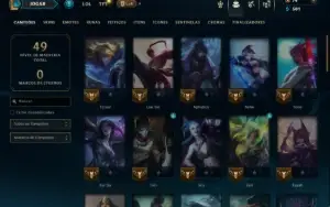 Platina 3 com 55 Champs e 14 Skins