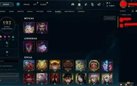 Conta LoL Nível 388, Solo duo Mestre 150 pdls, 132 skins.