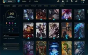 Conta ouro 3 com 102 skins e 138 champs