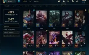 Conta ouro 3 com 102 skins e 138 champs