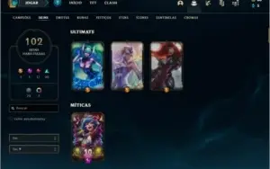 Conta ouro 3 com 102 skins e 138 champs