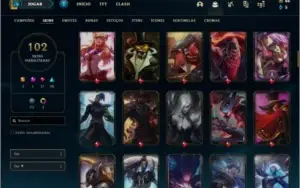 Conta ouro 3 com 102 skins e 138 champs