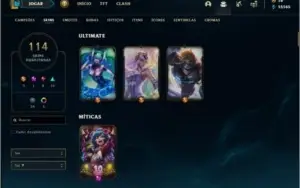 Conta prata 4 com TODOS os champs e 114 skins (3 ultimates)