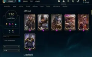 Conta platina 4 com 110 skins (6 delas edição prestigio)