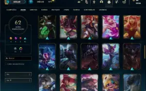Conta Unranked com 80 Champs e 62 Skins