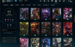Conta Unranked com 80 Champs e 62 Skins