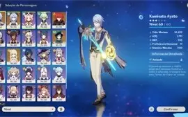 Ayato, Ganyu, Venti, Amos, Diluc C1, Ar 55