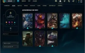 Conta platina 4 / ouro 2 com 7 skins e 46 champs ( 660 RP )