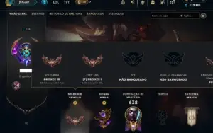 Bronze 3 com TODOS os Champs e 100 Skins ( Nivel 504 )