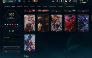 Bronze 3 com TODOS os Champs e 100 Skins ( Nivel 504 )