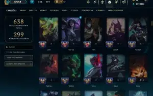 Bronze 3 com TODOS os Champs e 100 Skins ( Nivel 504 )