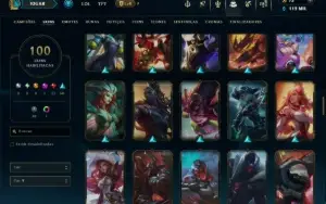Bronze 3 com TODOS os Champs e 100 Skins ( Nivel 504 )