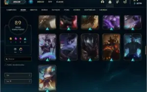 Conta ouro 1 com 130 champs e 89 skins