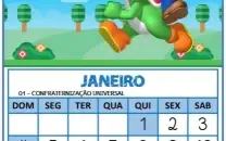 Calendário 2026: Uma Folha Por Mês do Super Mario Png/pdf