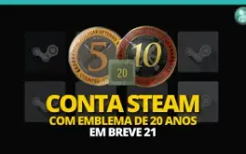Conta Antiga Steam 21 ANOS Medalhas 5 e 10 Anos de Serviço