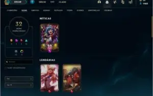 Conta ouro 2 com 32 skins e 58 champs