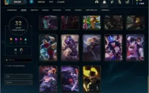 Conta ouro 2 com 32 skins e 58 champs