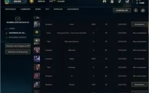 Conta platina 4 com 6 skins e 29 champs