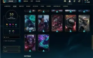 Conta prata 4 com 70 Champs e 30 Skins + 2 Fragmentos