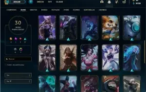 Conta prata 4 com 70 Champs e 30 Skins + 2 Fragmentos