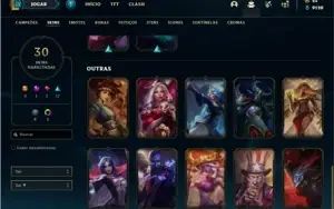 Conta prata 4 com 70 Champs e 30 Skins + 2 Fragmentos