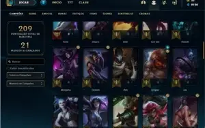 Conta prata 4 com 70 Champs e 30 Skins + 2 Fragmentos