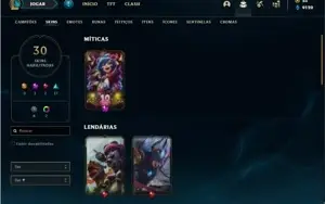 Conta prata 4 com 70 Champs e 30 Skins + 2 Fragmentos