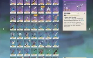 Conta AR 47 Venti, Diluc, Ganyu e Zhongli 5 estrelas