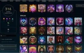 Conta lol 355 Skins Platina 4