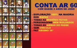 CONTA AR 60 - 21 Personagens 5* e 9 Armas 5* Genshin Impact