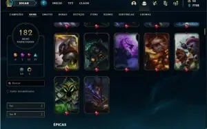 Conta Unranked com 116 Champs e 182 Skins