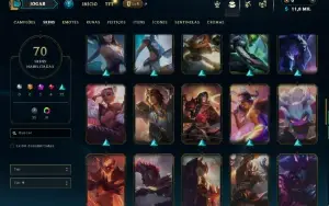 Platina 4 com TODOS os champs e 70 Skins ( Nivel 469 )